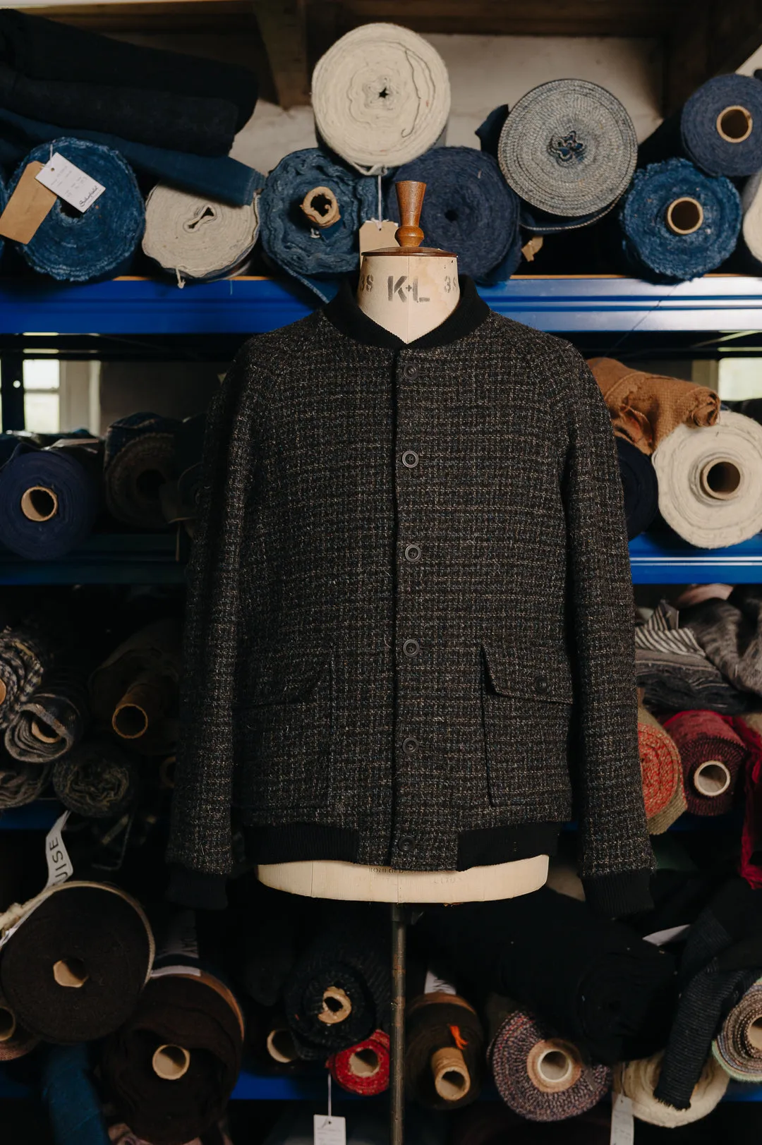 London Cloth Co. Blue & Black Check Bomber Jacket