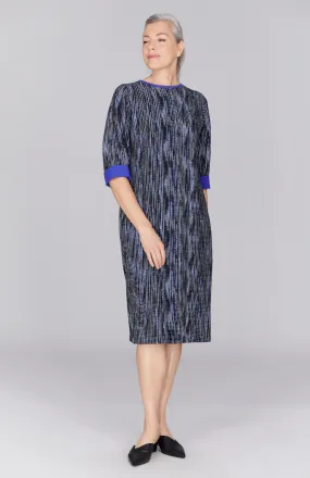 Lurex Knit Tweed Shift Dress w/ Contrast Trim