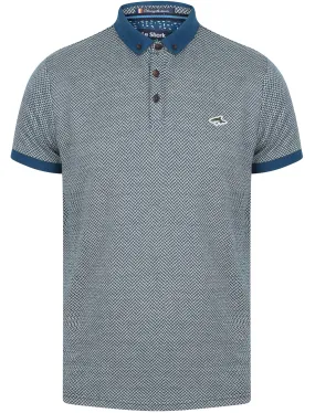 Malvern Jacquard Jersey Polo Shirt In Teal Blue - Le Shark