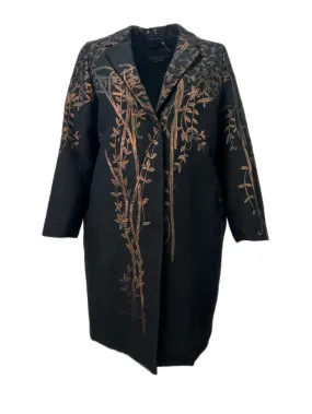 Marina Rinaldi Women's Black Terrier Floral Printed Overcoat Size NWT