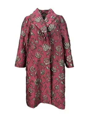 Marina Rinaldi Women's Red Trousse Floral Overcoat NWT