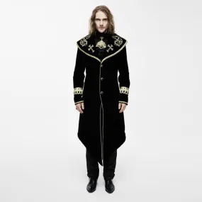 Men's Vintage Overcoat With Gold Embroidery