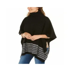 Michael Kors Womens Textured Metallic Stripe Poncho Black Size Regular