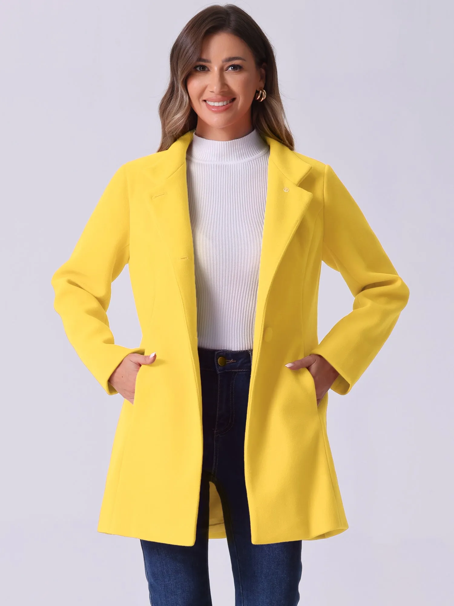 Mid-thigh Stand Collar Single Breasted Long Coat