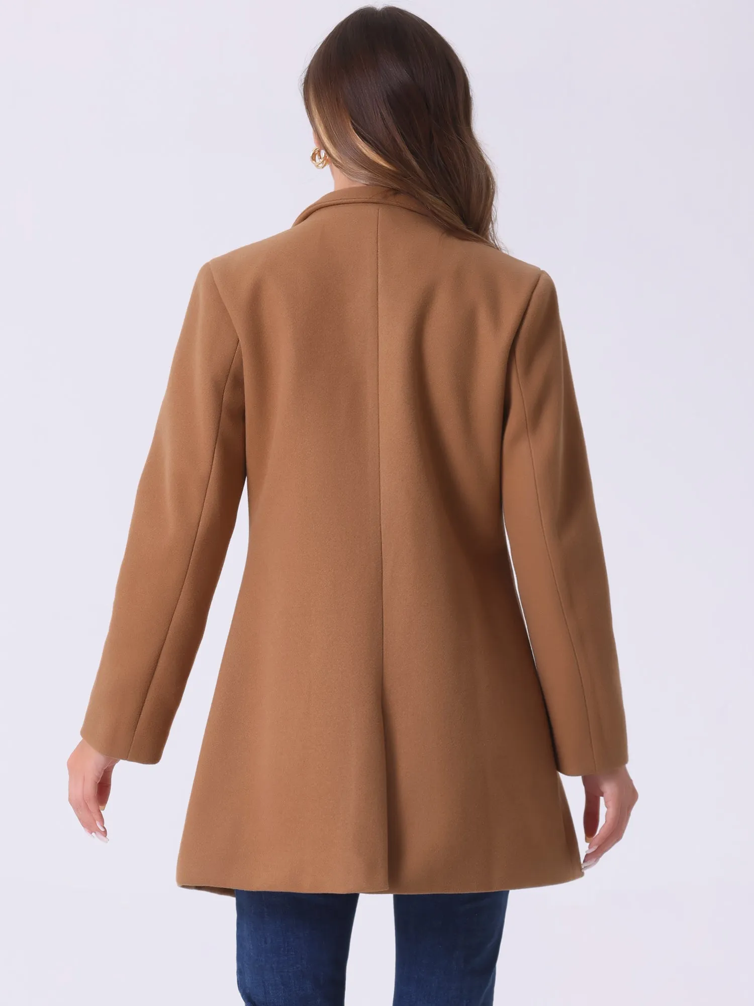 Mid-thigh Stand Collar Single Breasted Long Coat