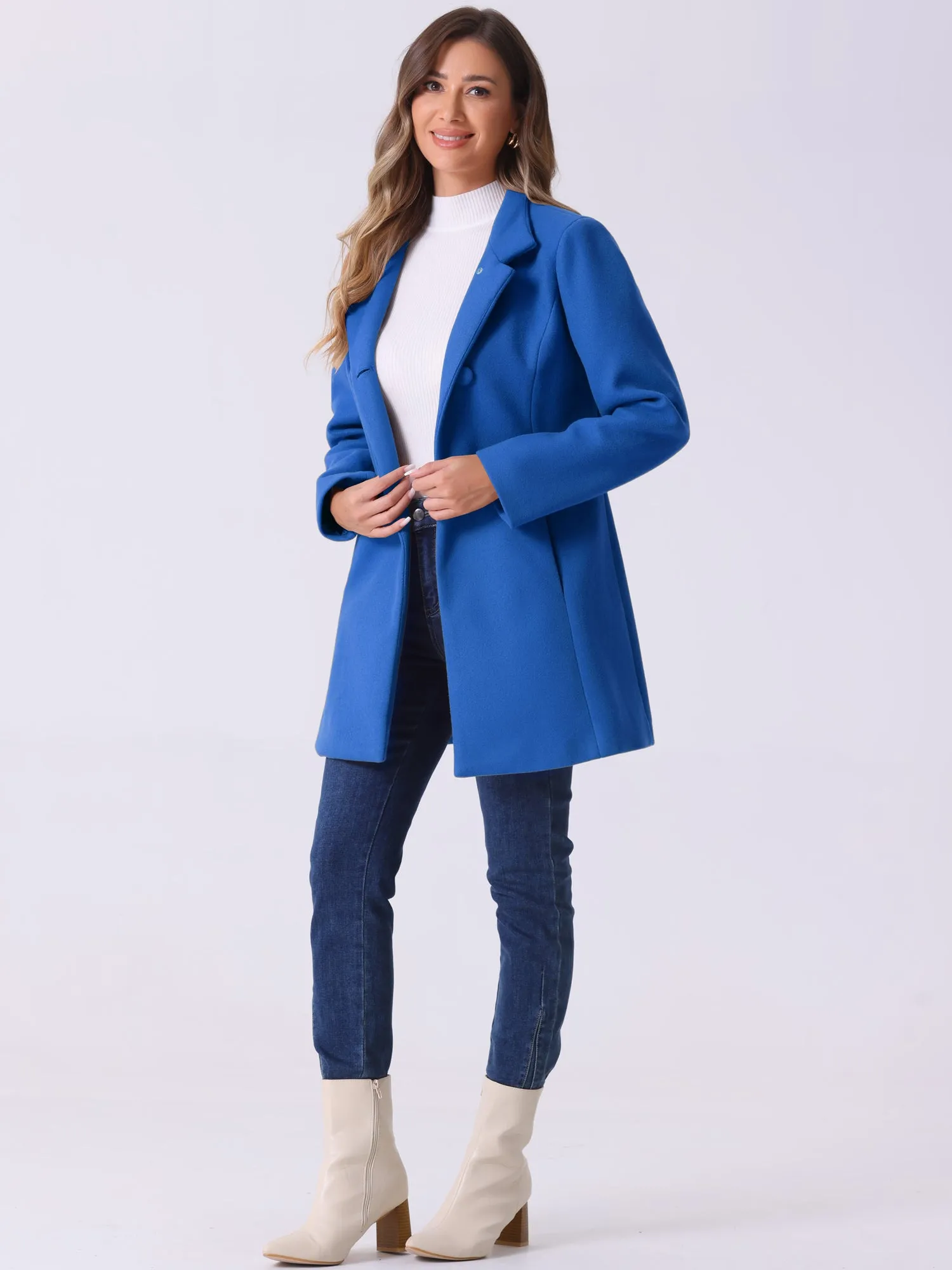 Mid-thigh Stand Collar Single Breasted Long Coat