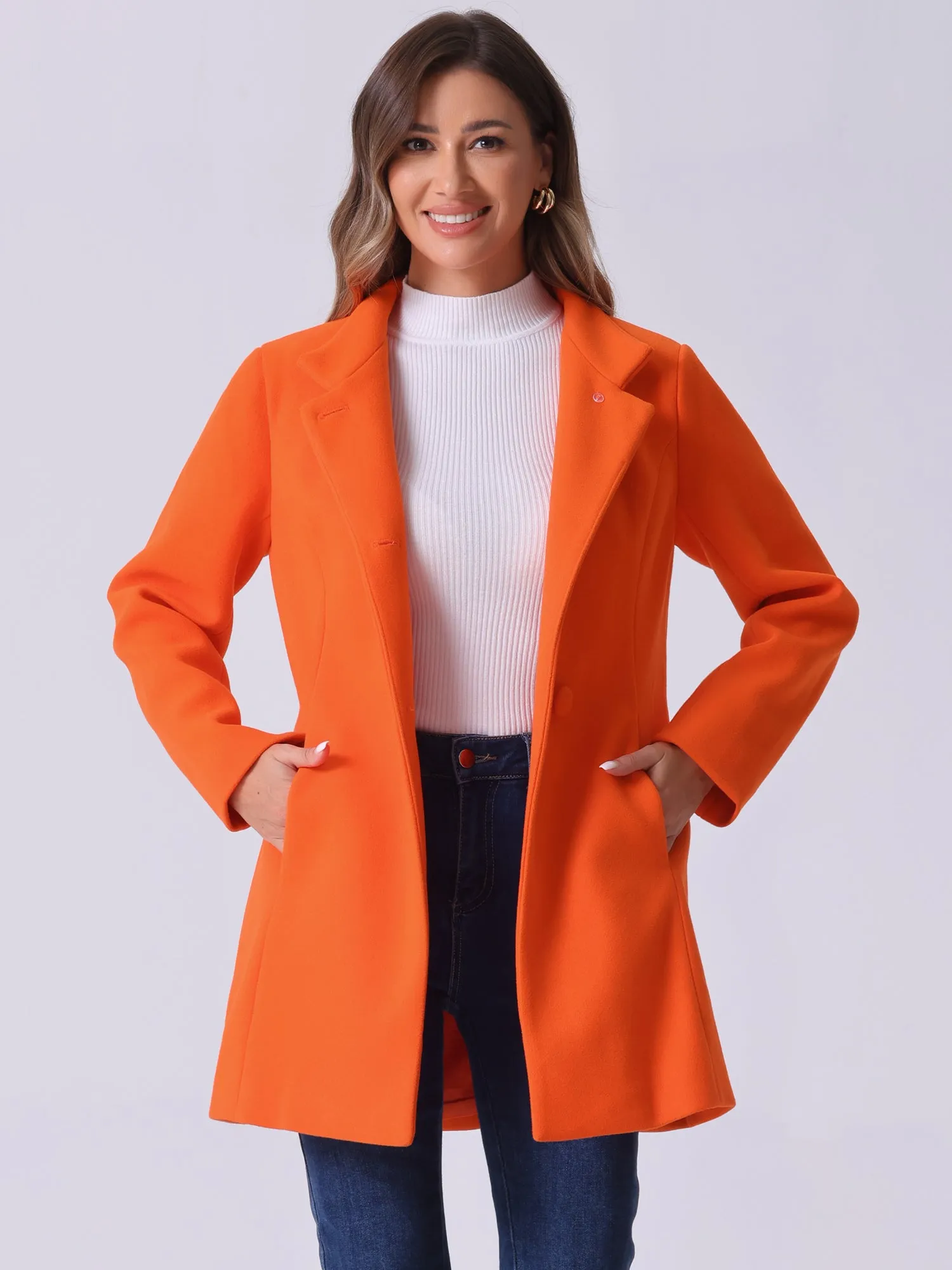 Mid-thigh Stand Collar Single Breasted Long Coat