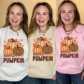 Online Exclusive | Hello Pumpkin Leopard, Checkered and Sold Pumpkins Graphic Sweatshirt in Multiple Color Options