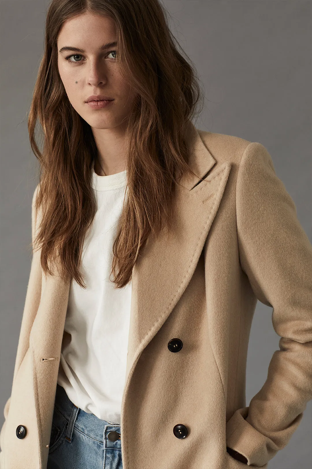 Pale Camel Double Breasted Overcoat