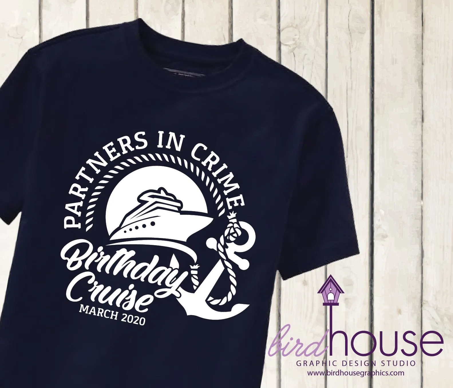 Partners in Crime Reunion Cruise Shirt, Custom, Any Text, Birthday, Anniversary, Personalized, Any Color, Customize