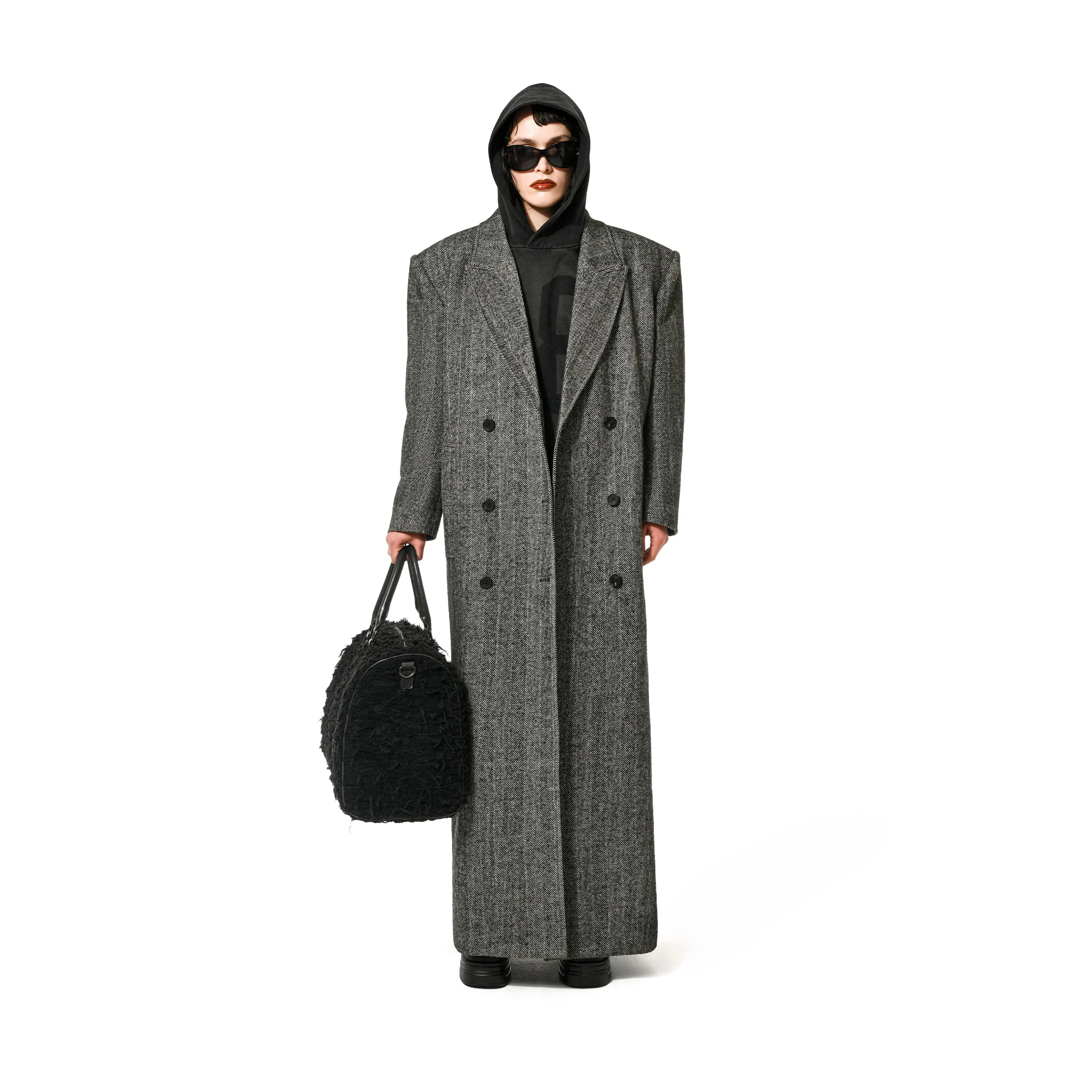 PEAK LAPEL COAT - GREY