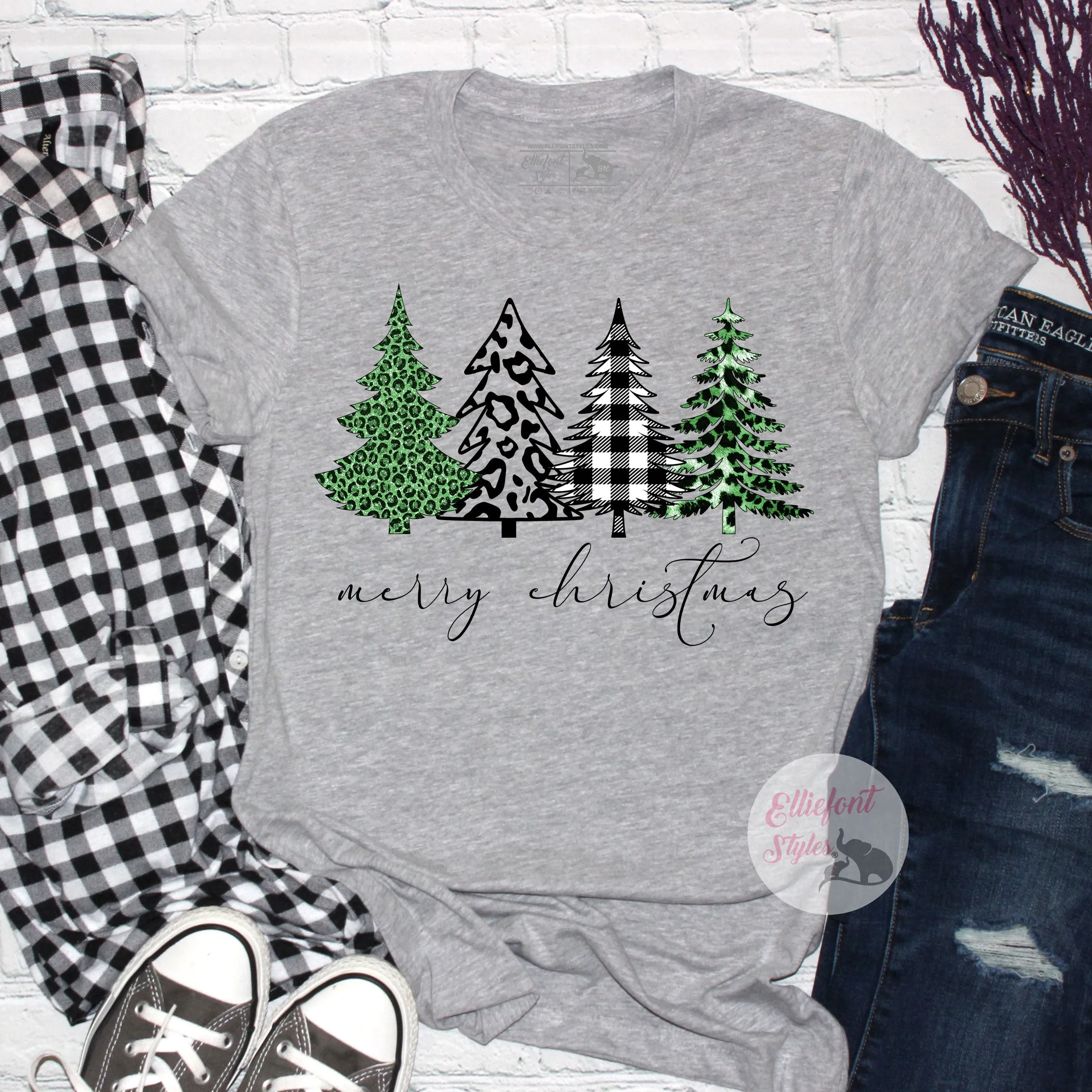 Plaid Christmas Trees Merry Christmas Shirt