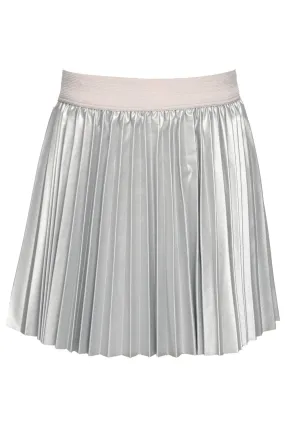 Pleated Faux Leather Skirt