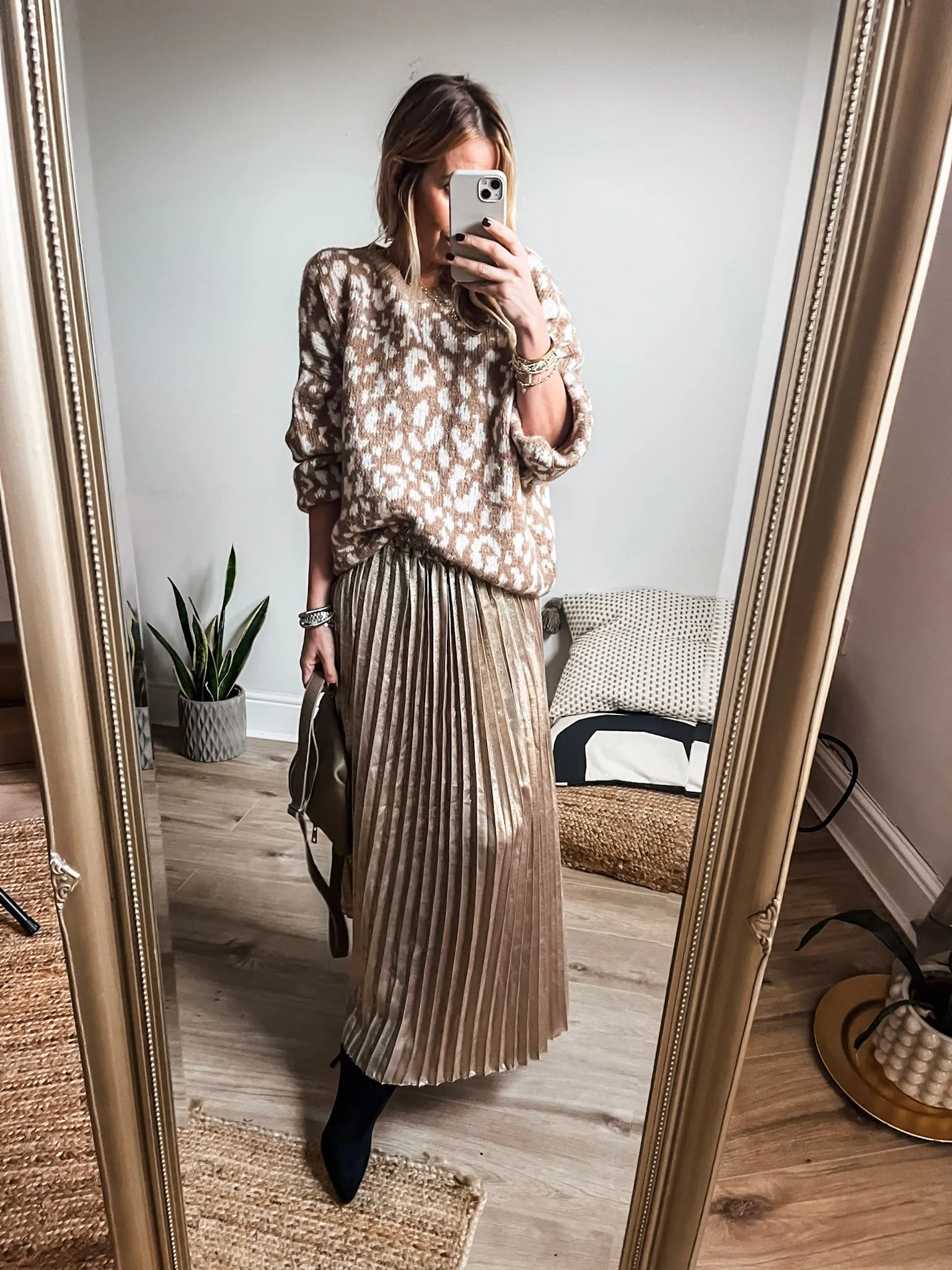 Pleated Metallic Skirt