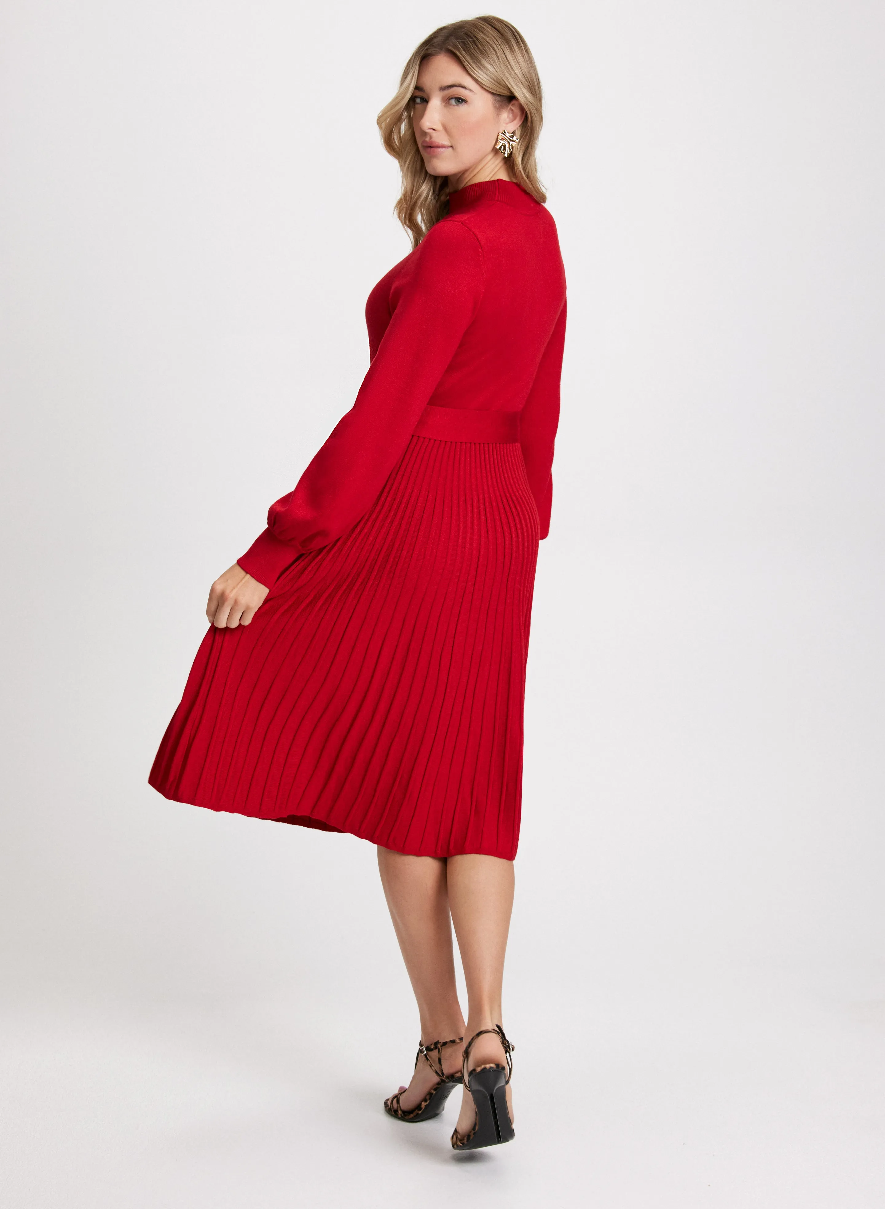 Pleated Skirt Sweater Dress