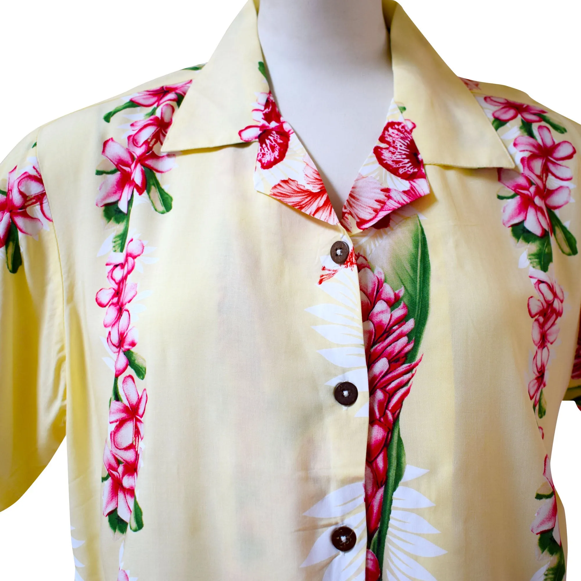 Plumeria Panel Women's Aloha Shirt