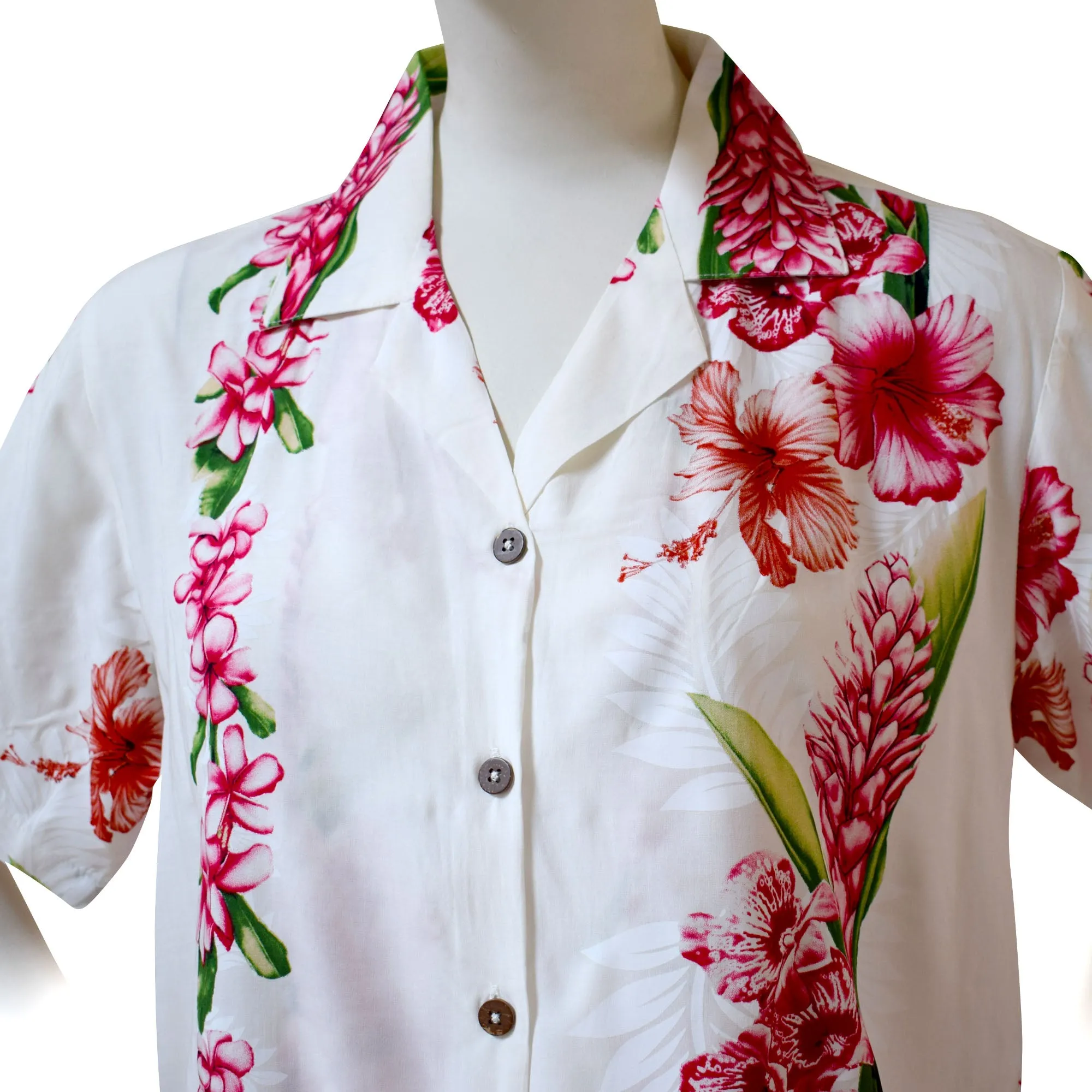 Plumeria Panel Women's Aloha Shirt