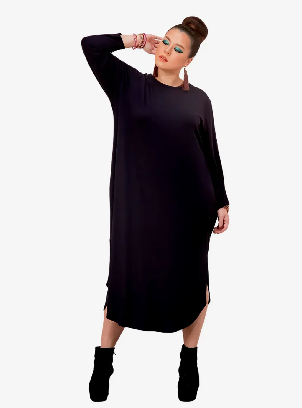 Plus Size Knitted Mishka Slit Dress