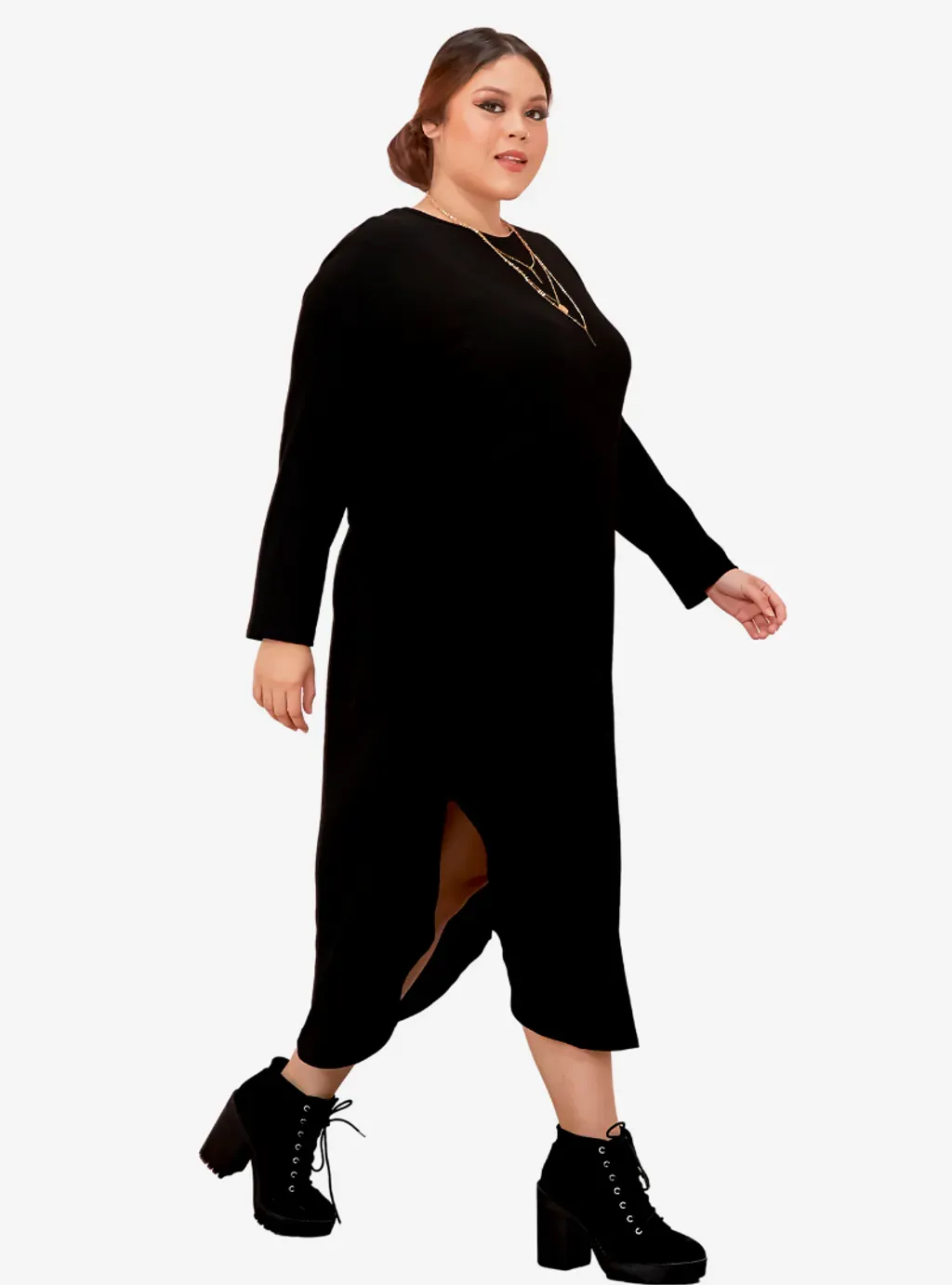 Plus Size Knitted Mishka Slit Dress