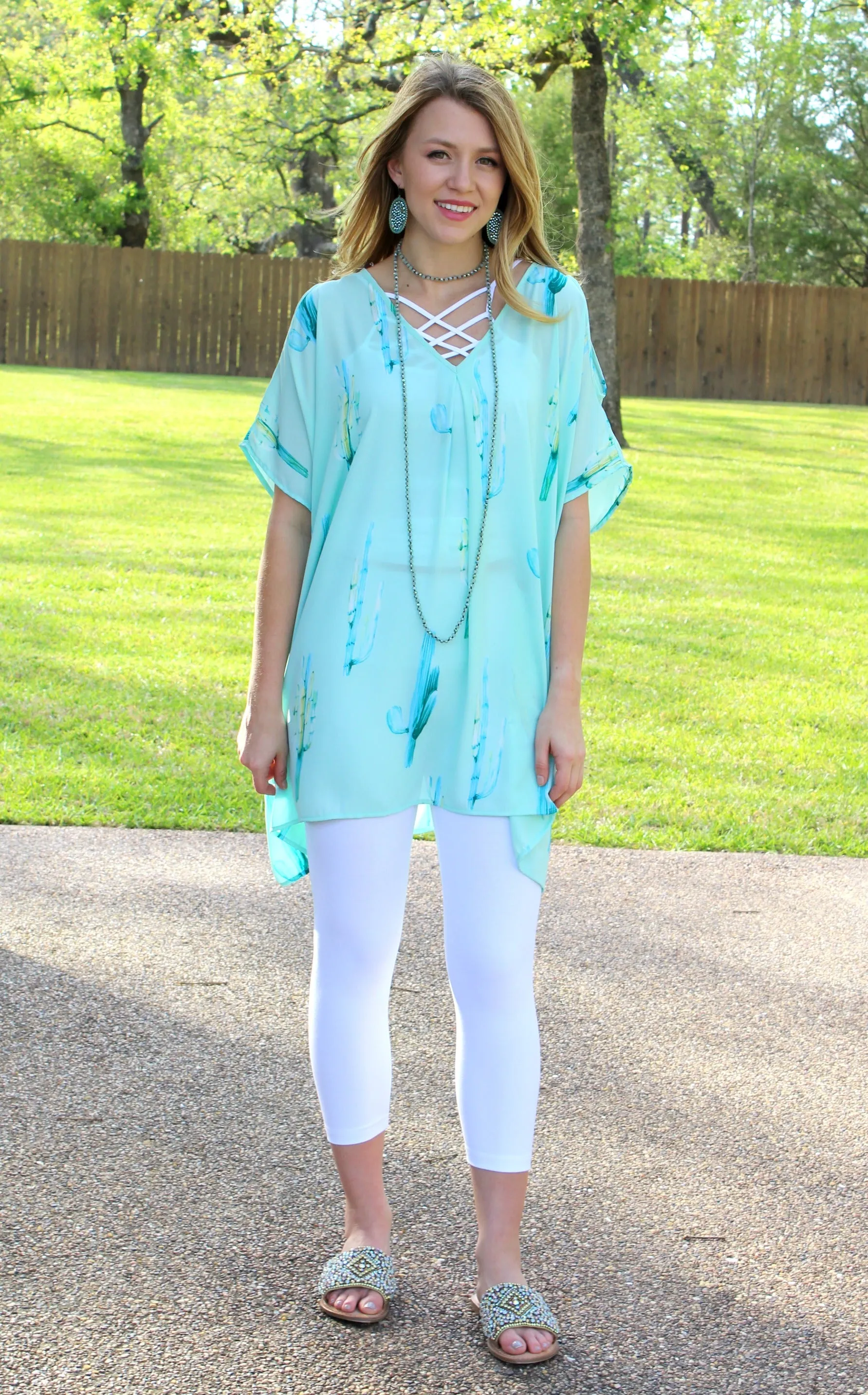 Pretty Little Thing Cactus Sheer Open Shoulder Tunic in Mint