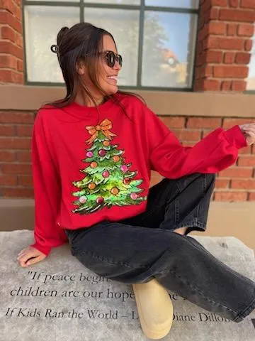 Red Sequin Christmas Sweatshirt