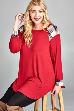 Red Tunic with Plaid Detail