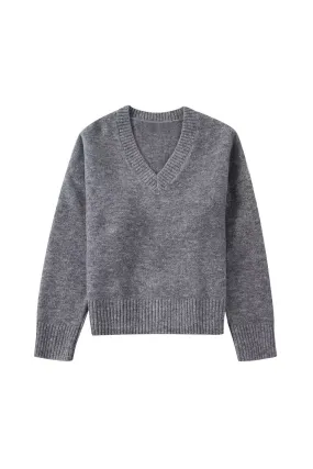 ‘Renata’ Soft V-Neck Long Sleeve Knit Sweater