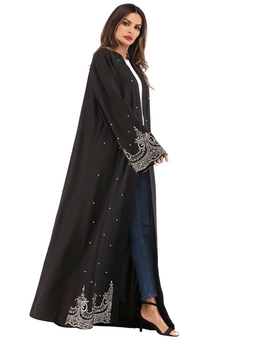 Retro Polka Dot Muslim Women'S Overcoat Long Skirt