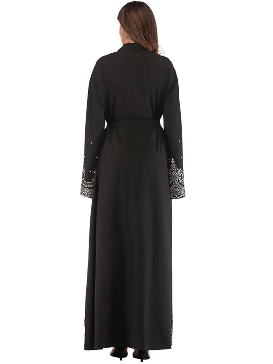 Retro Polka Dot Muslim Women'S Overcoat Long Skirt