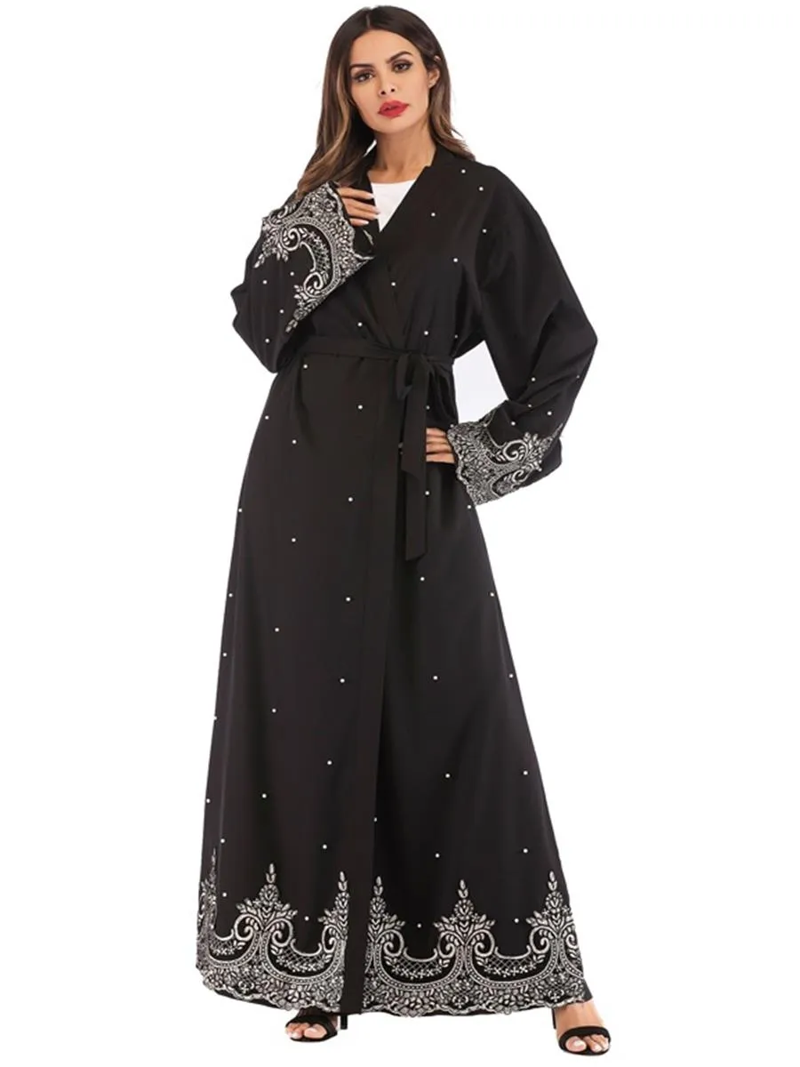 Retro Polka Dot Muslim Women'S Overcoat Long Skirt