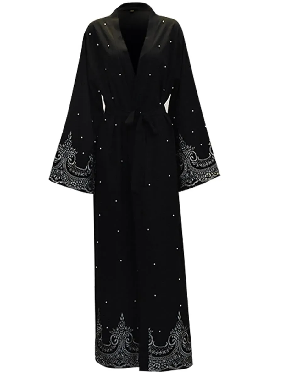 Retro Polka Dot Muslim Women'S Overcoat Long Skirt