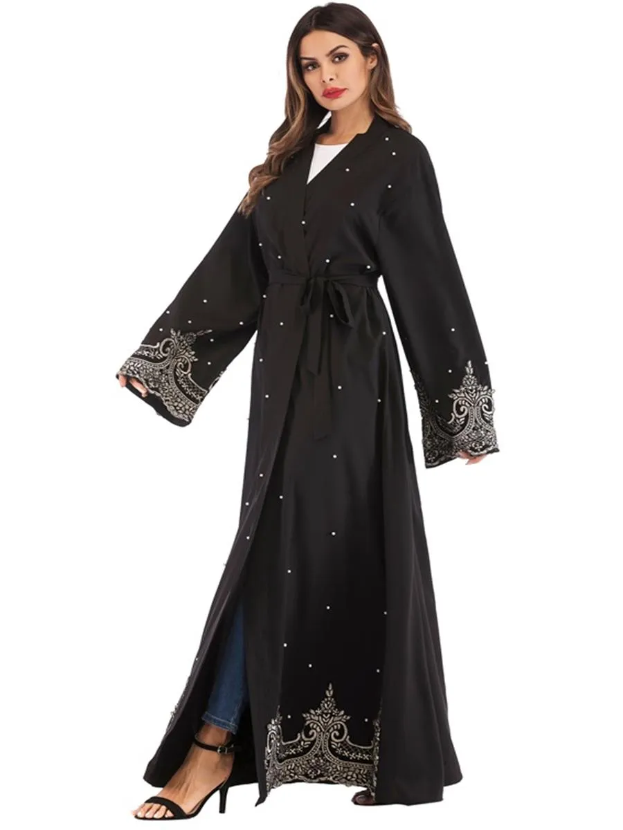 Retro Polka Dot Muslim Women'S Overcoat Long Skirt