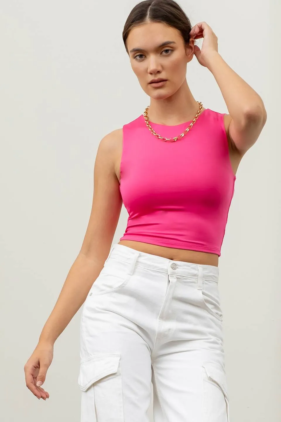 REVERSIBLE KNIT CROPPED TANK TOP