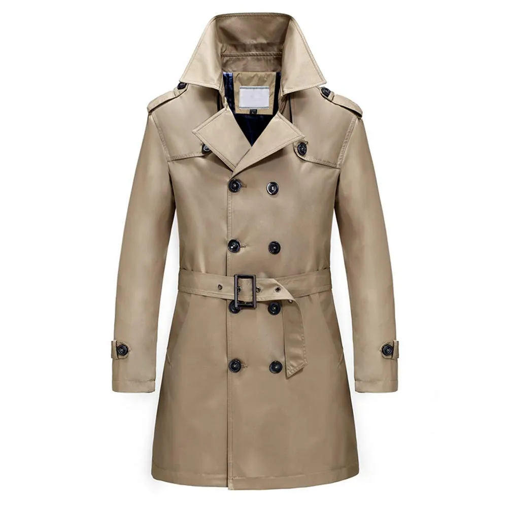 Trench Coat Double Breasted Overcoat Outerwear Pea Coat Light Brown