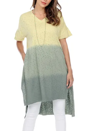 Tunic Top High Low Ombre Holes