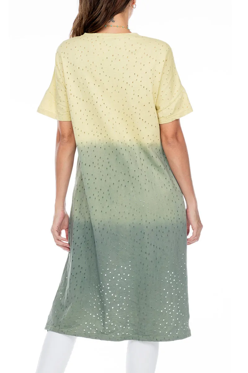 Tunic Top High Low Ombre Holes