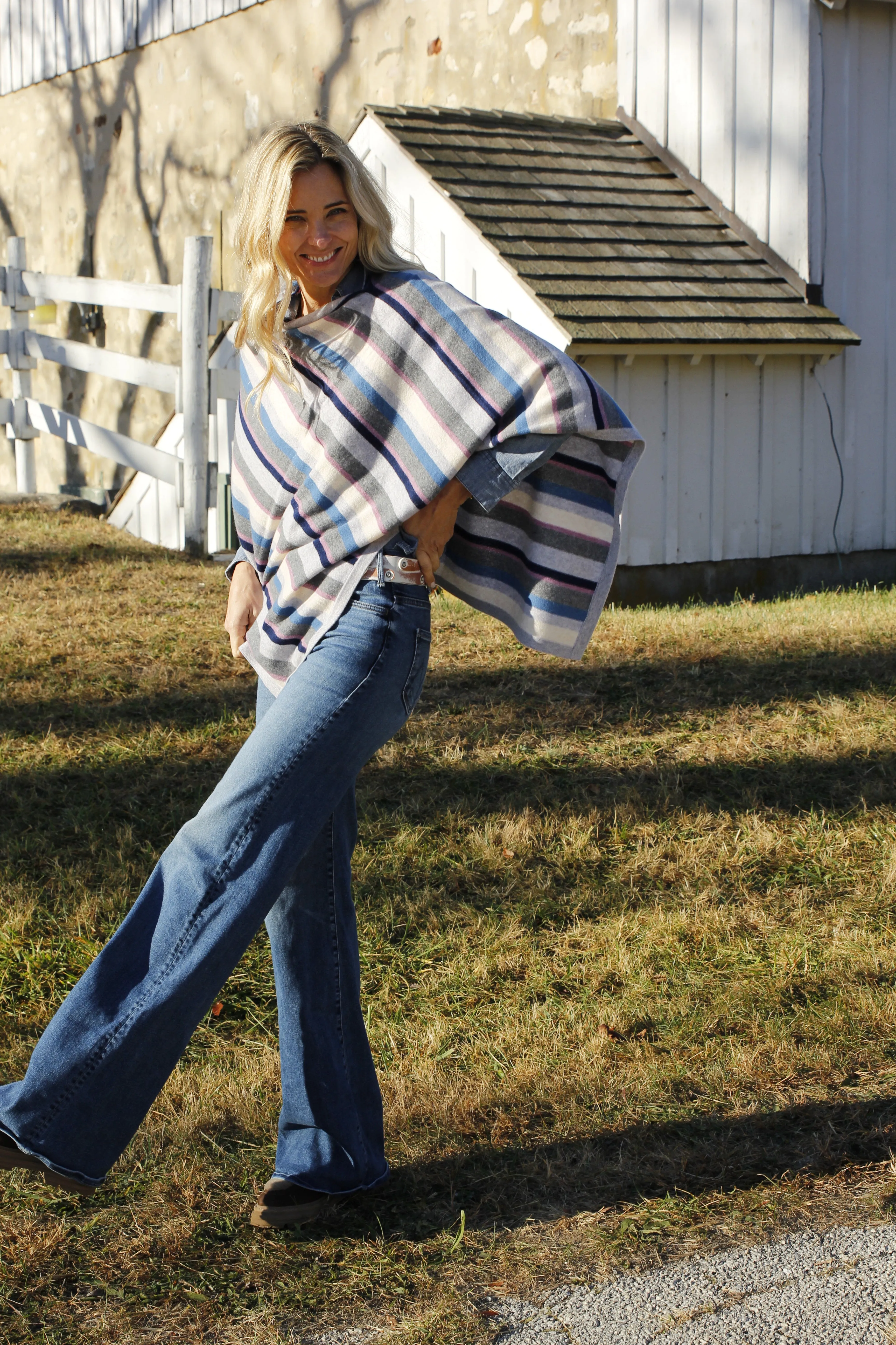 Villa Cashmere Striped Poncho