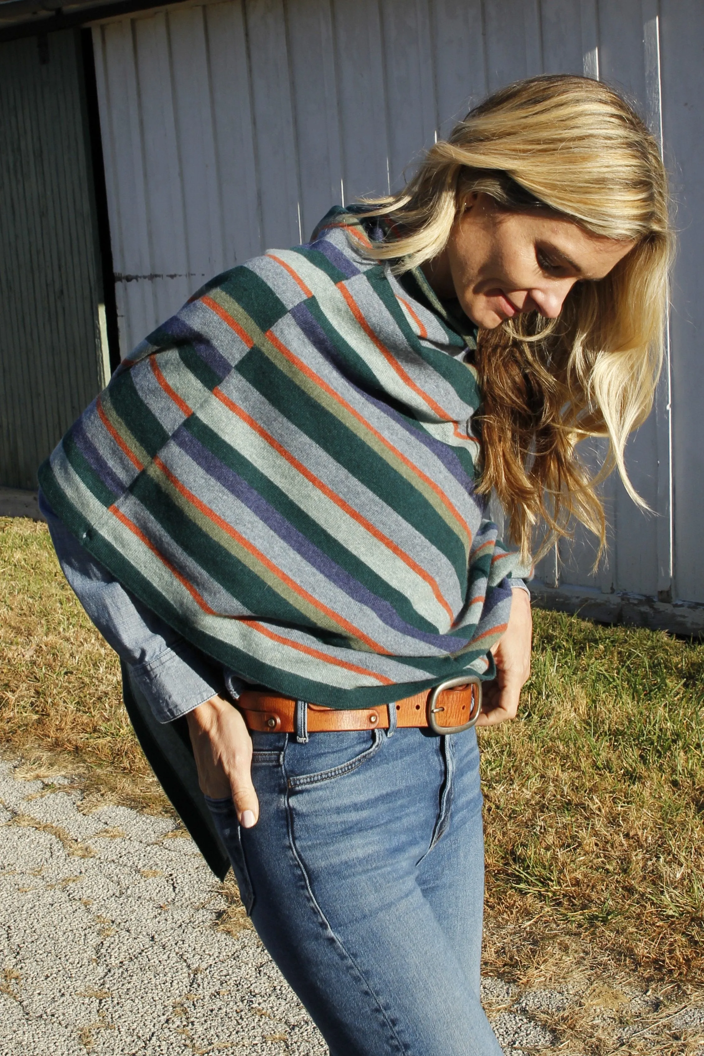 Villa Cashmere Striped Poncho