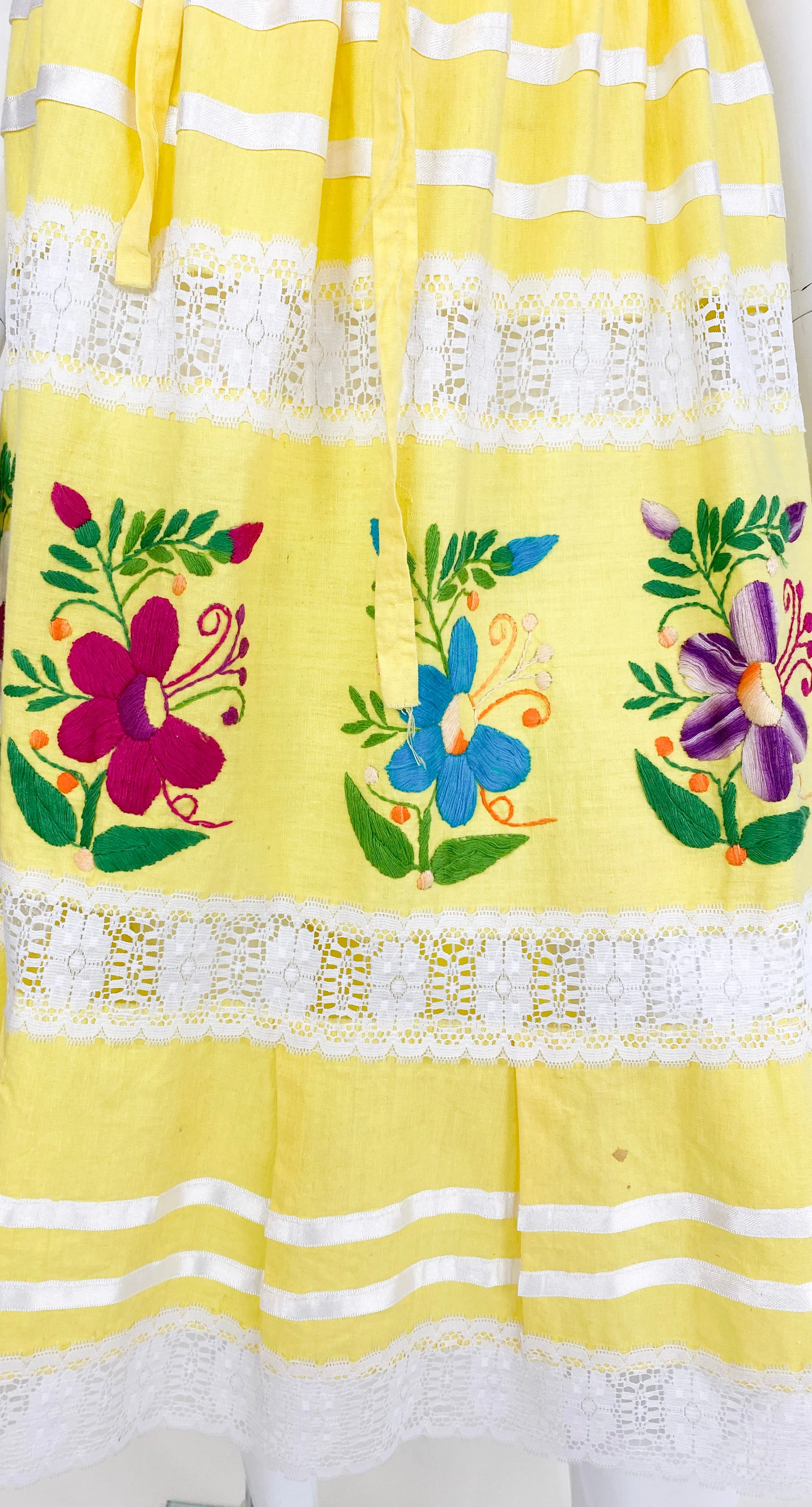 Vintage Yellow Cotton Mexican Dress