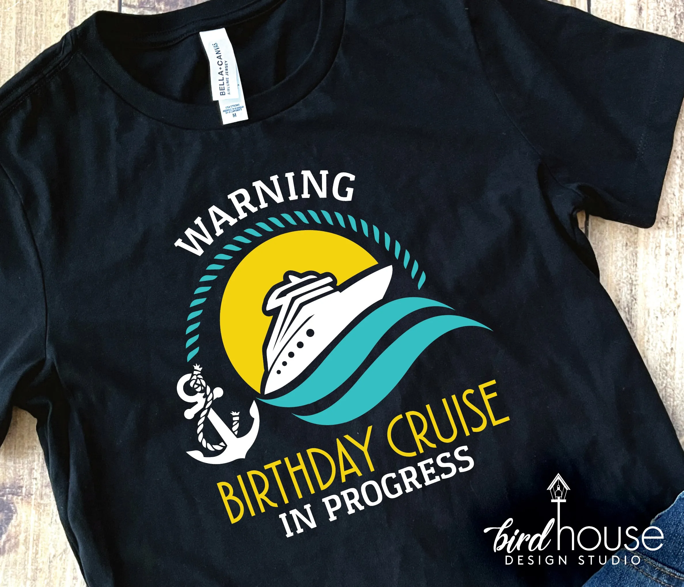 Warning Birthday Cruise in Progress Graphic Tee Shirt