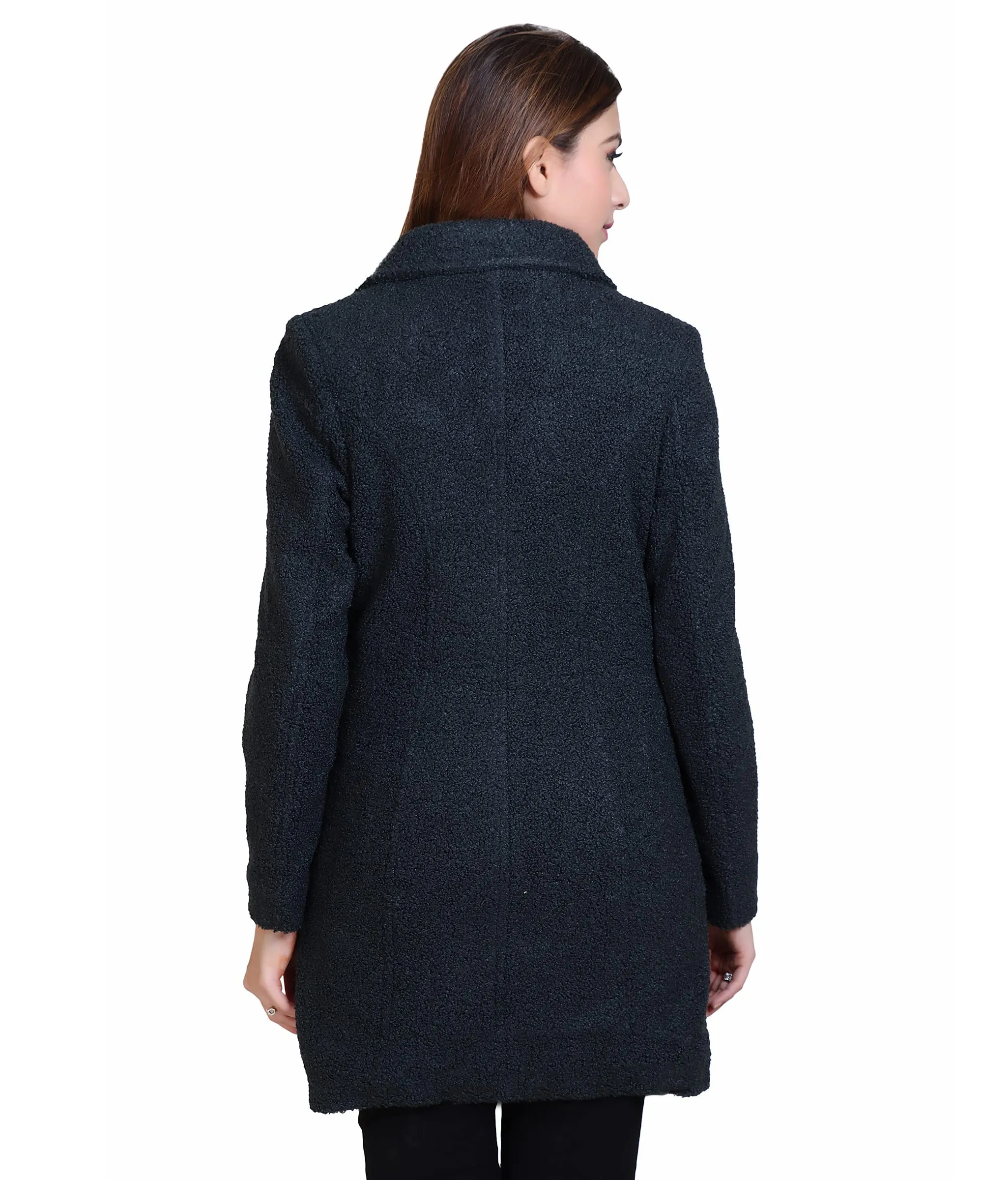 Women Casual Stylish Overcoat with Designer Notched Lapel Collar