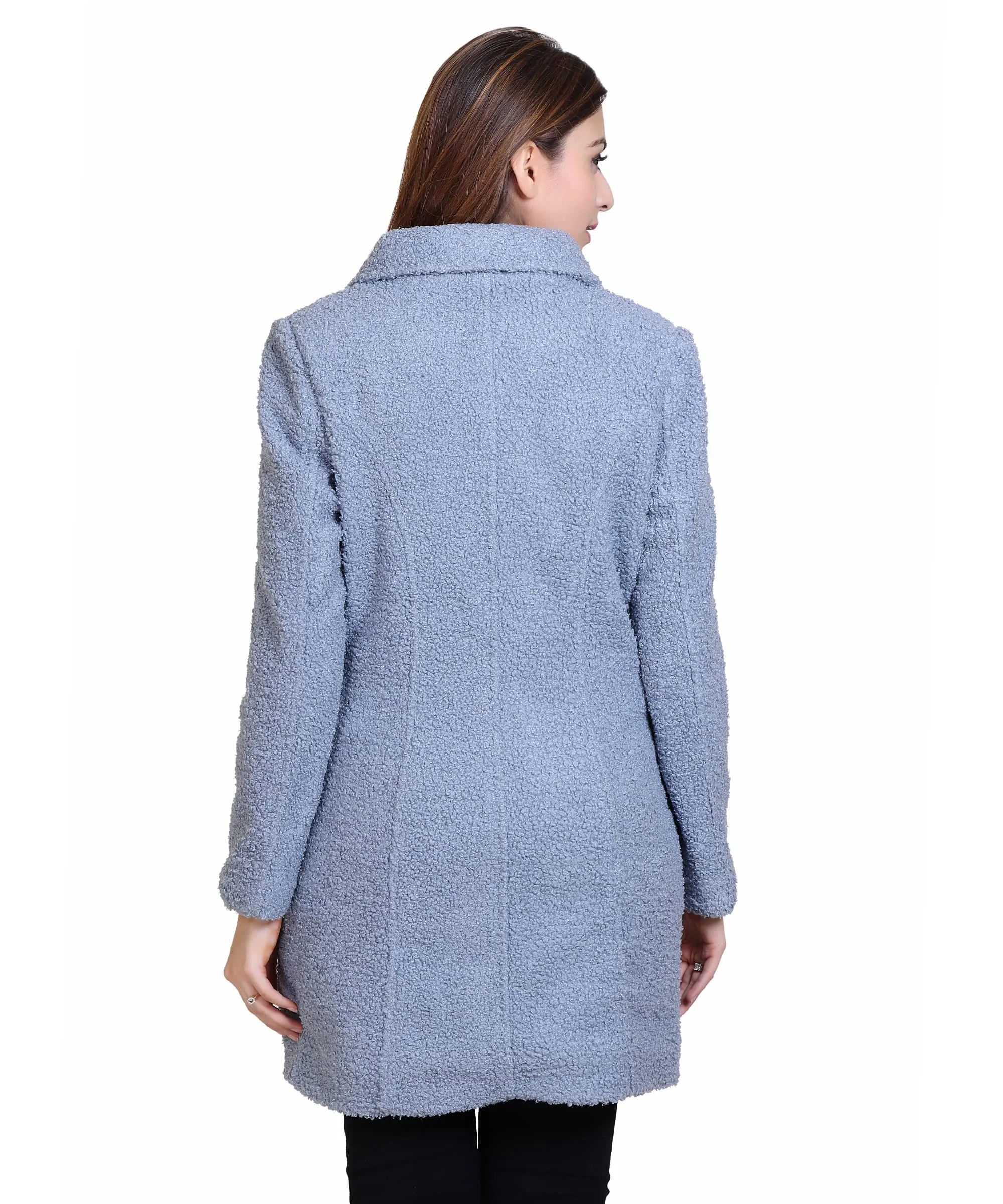 Women Casual Stylish Overcoat with Designer Notched Lapel Collar