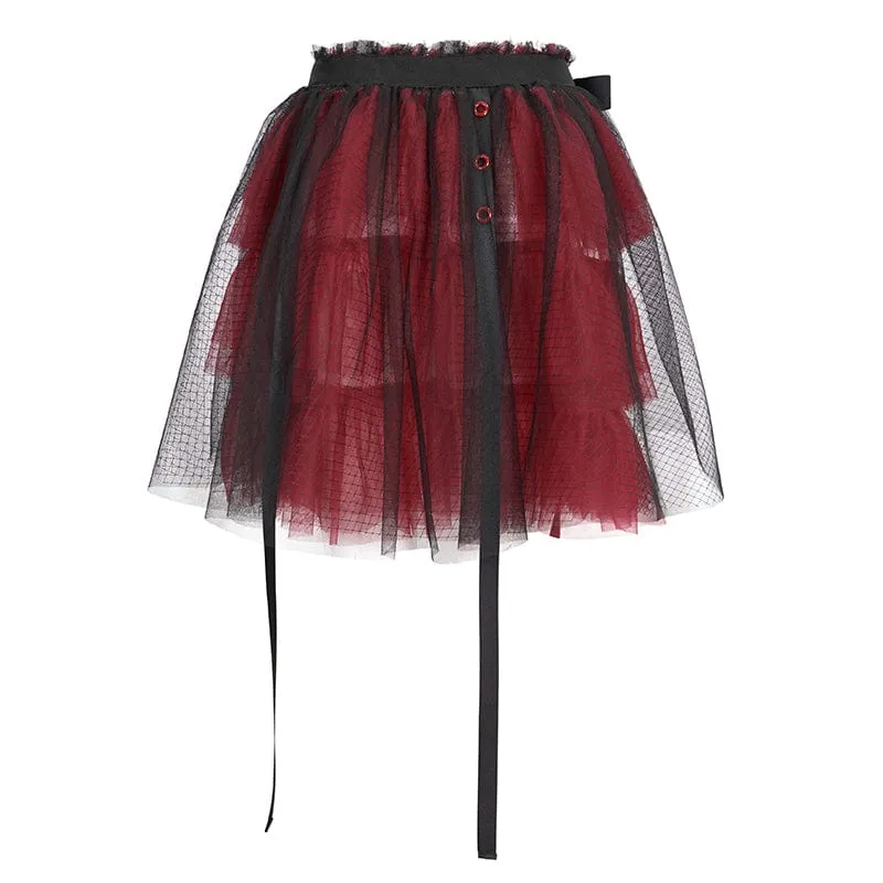 Women's Lolita Strappy Layered Mesh Skirt