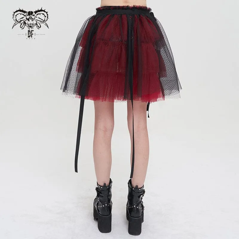 Women's Lolita Strappy Layered Mesh Skirt