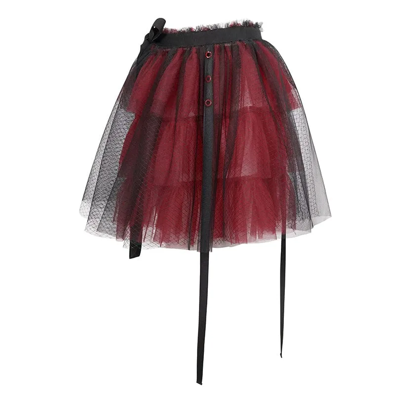 Women's Lolita Strappy Layered Mesh Skirt