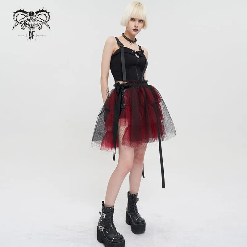 Women's Lolita Strappy Layered Mesh Skirt