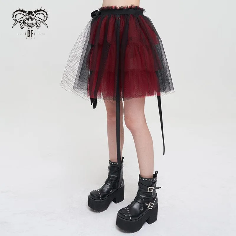 Women's Lolita Strappy Layered Mesh Skirt