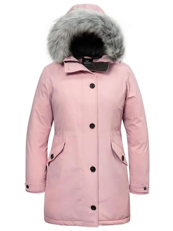 Women's Plus Size Winter Parka Coat Mid Length Warm Puffer Jacket Overcoat Recycled Materials