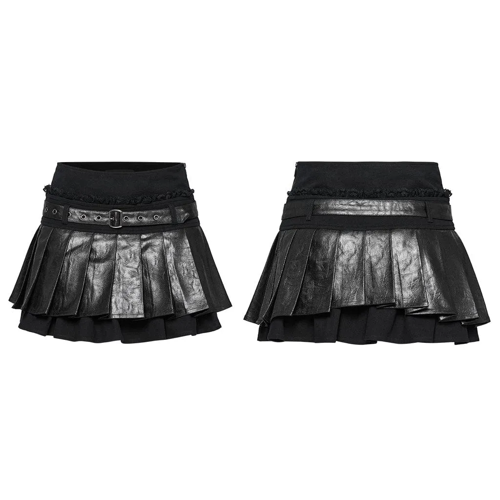 Women's Punk High-waisted Layered Pleated Skirt