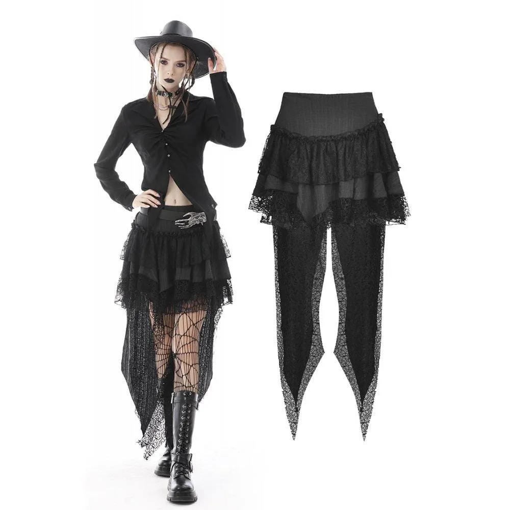 Women's Punk Irregular Layered Lace Mini Skirt